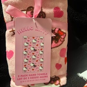 Hello Kitty Pink and Red Heart Hand Towels